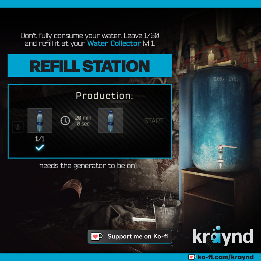 Tarkov Hideout in front of the water collector