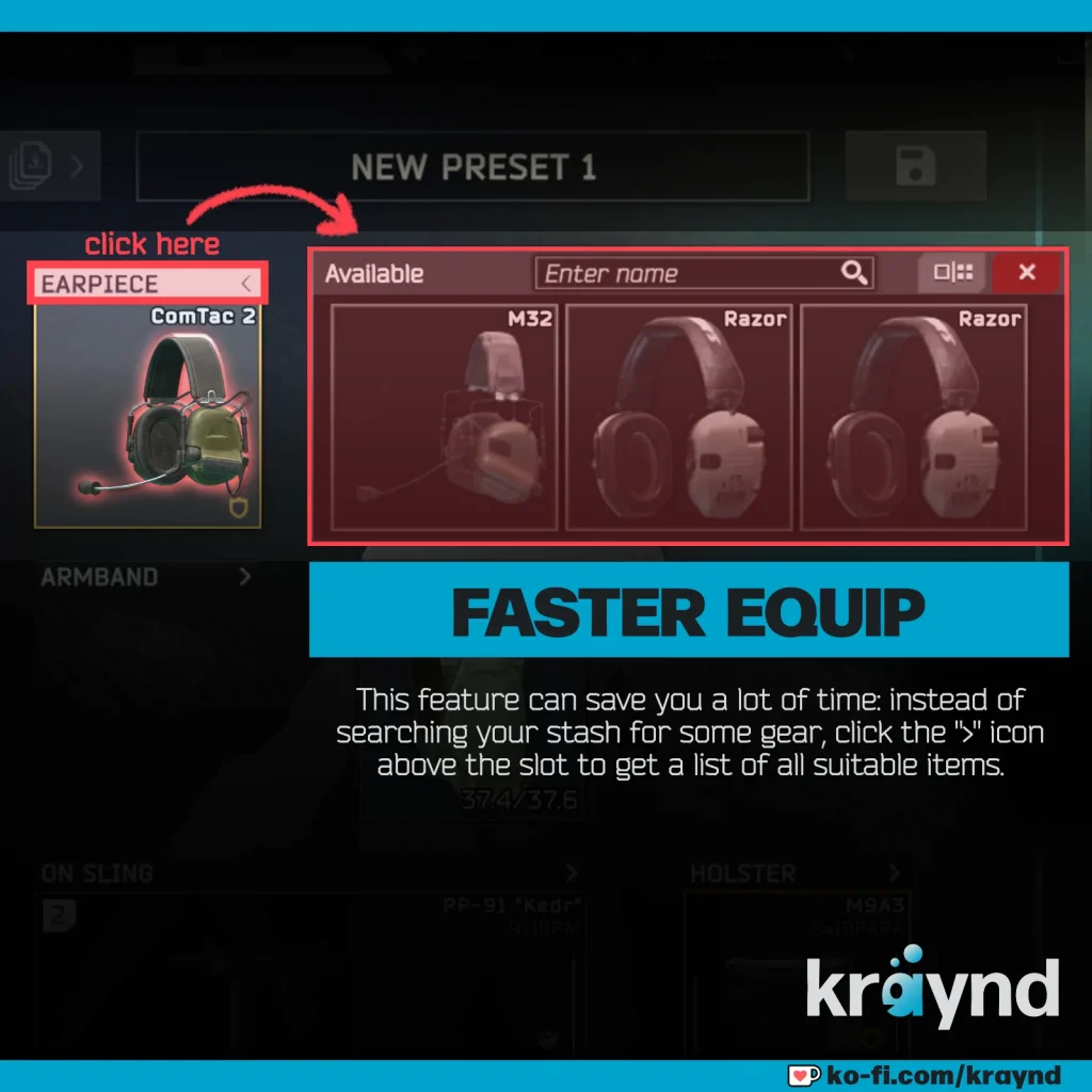 Escape from Tarkov: The new inventory UI with four headsets