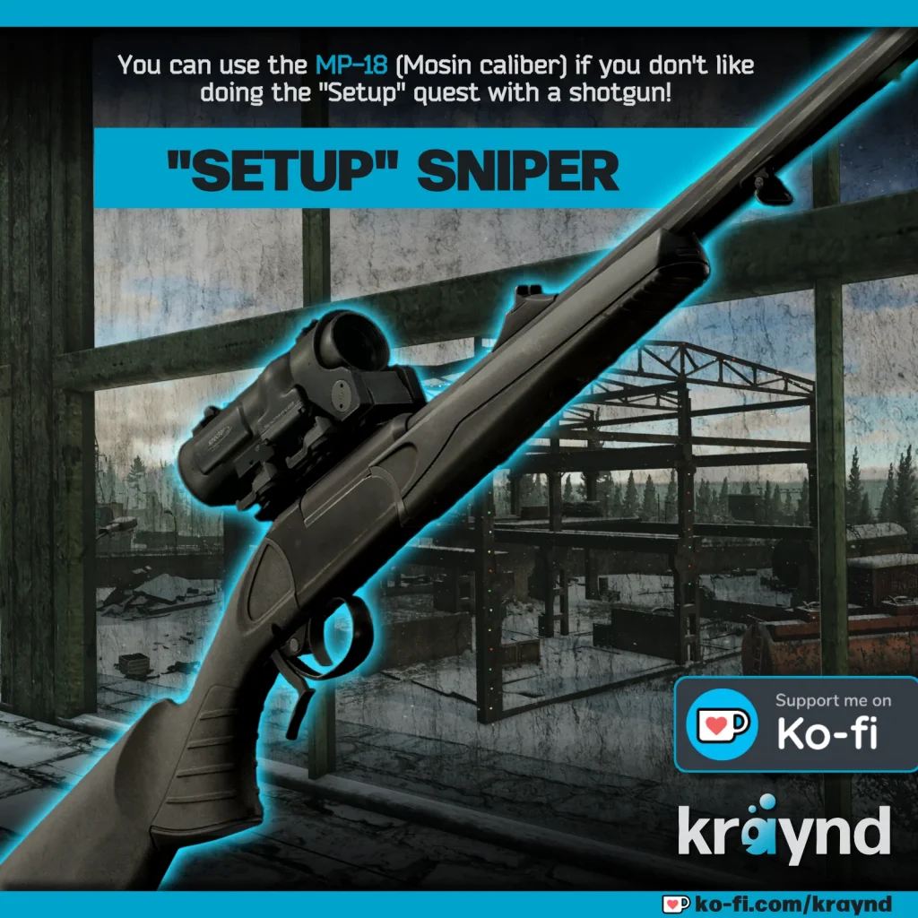 Escape from Tarkov: A sniper rifle, and the customs map in the background.