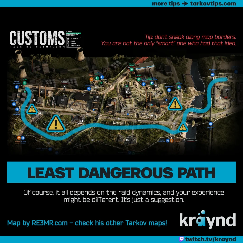 Map of Customs in Tarkov