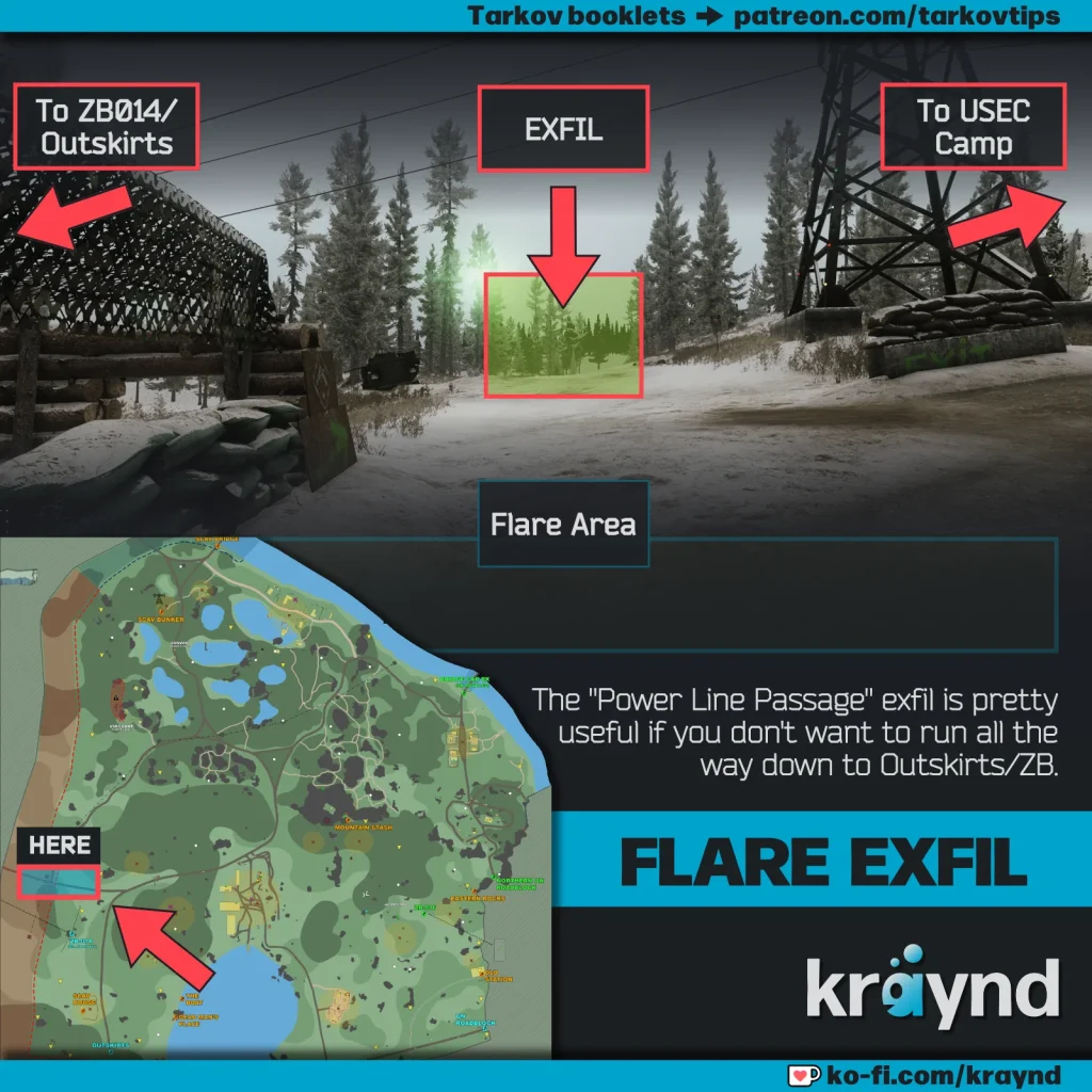 Woods in winter, area next to the flare exfil